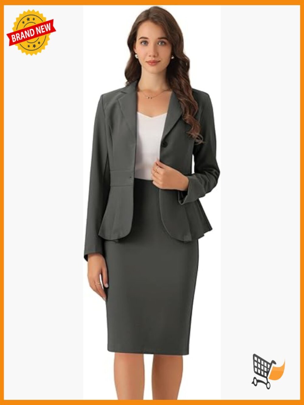 2 Piece Skirt Suit Set Blazer and Pencil Skirt Office Business Formal Outfit